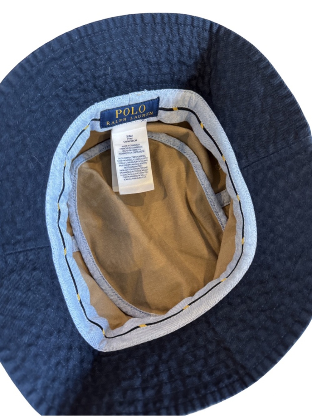 Polo 🏇 Ralph Lauren bucket hat in khaki and navy. S/M - Picture 3 of 4